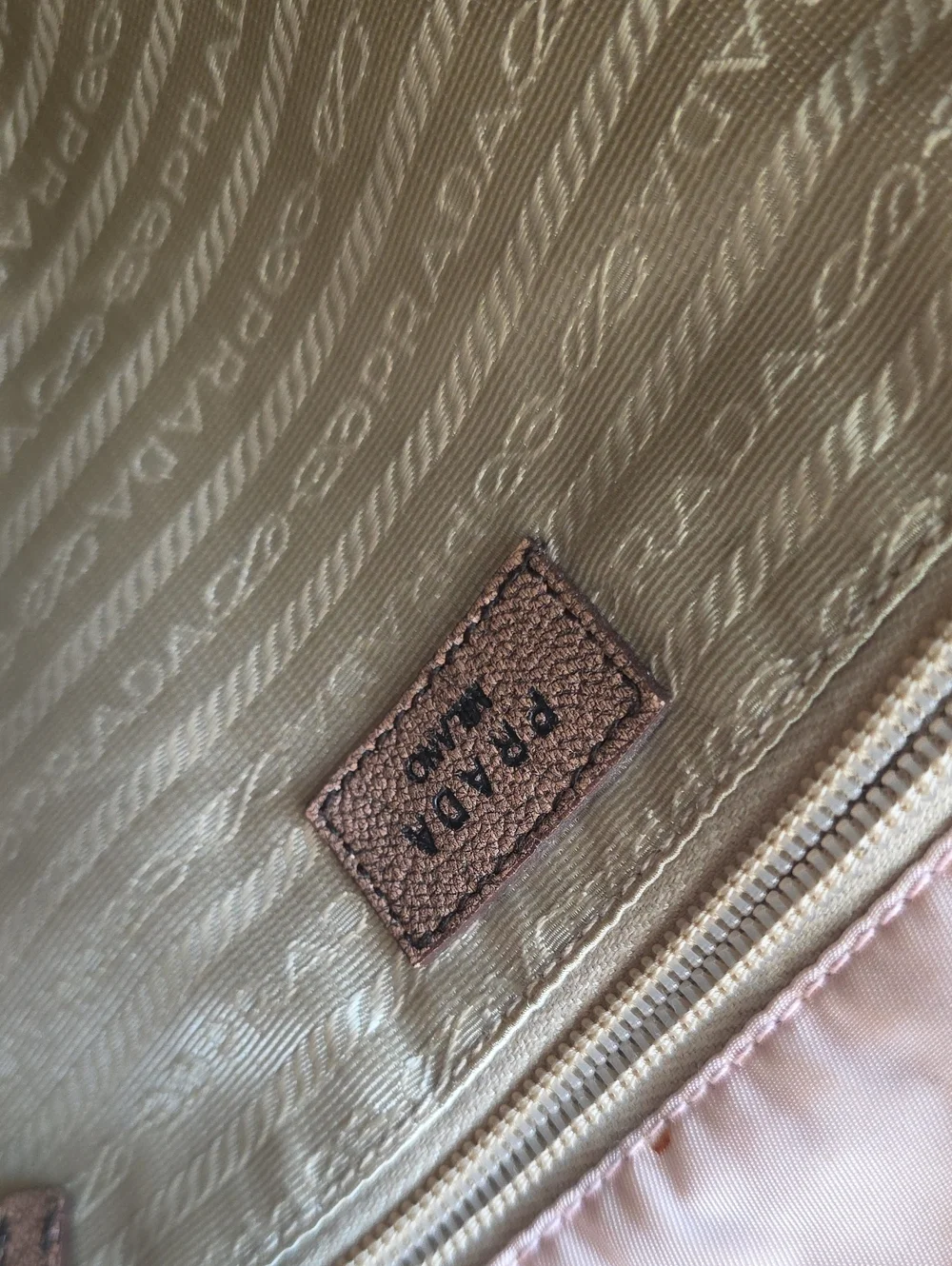 Prada Blush Nylon Tote with Brown Rope Handles